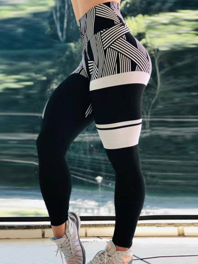 Stripe Print Quick Dry High Waist Leggings För Kvinnor Yogabyxor Hög Midja Tiktok Leggings