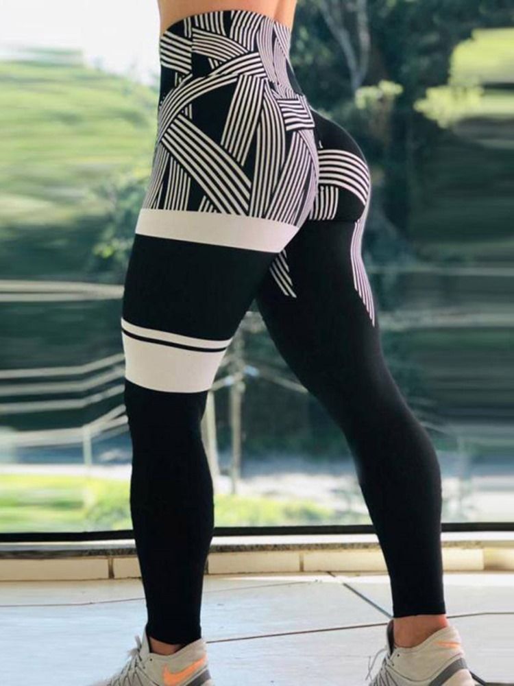 Stripe Print Quick Dry High Waist Leggings För Kvinnor Yogabyxor Hög Midja Tiktok Leggings