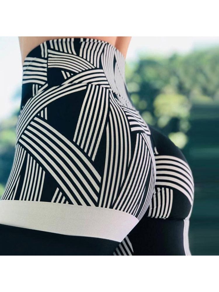 Stripe Print Quick Dry High Waist Leggings För Kvinnor Yogabyxor Hög Midja Tiktok Leggings