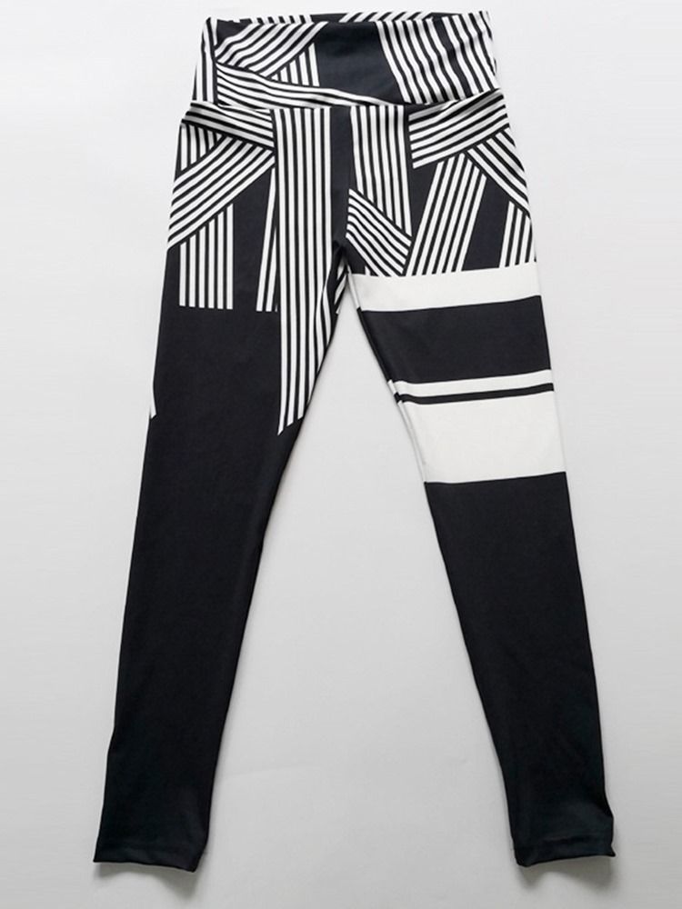 Stripe Print Quick Dry High Waist Leggings För Kvinnor Yogabyxor Hög Midja Tiktok Leggings
