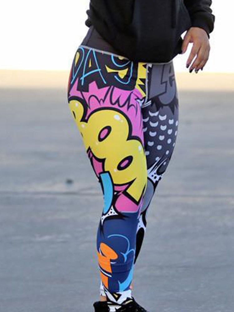 Termobrev Polyestertryck Yogabyxor Yogabyxor Tiktok Leggings Med Hög Midja