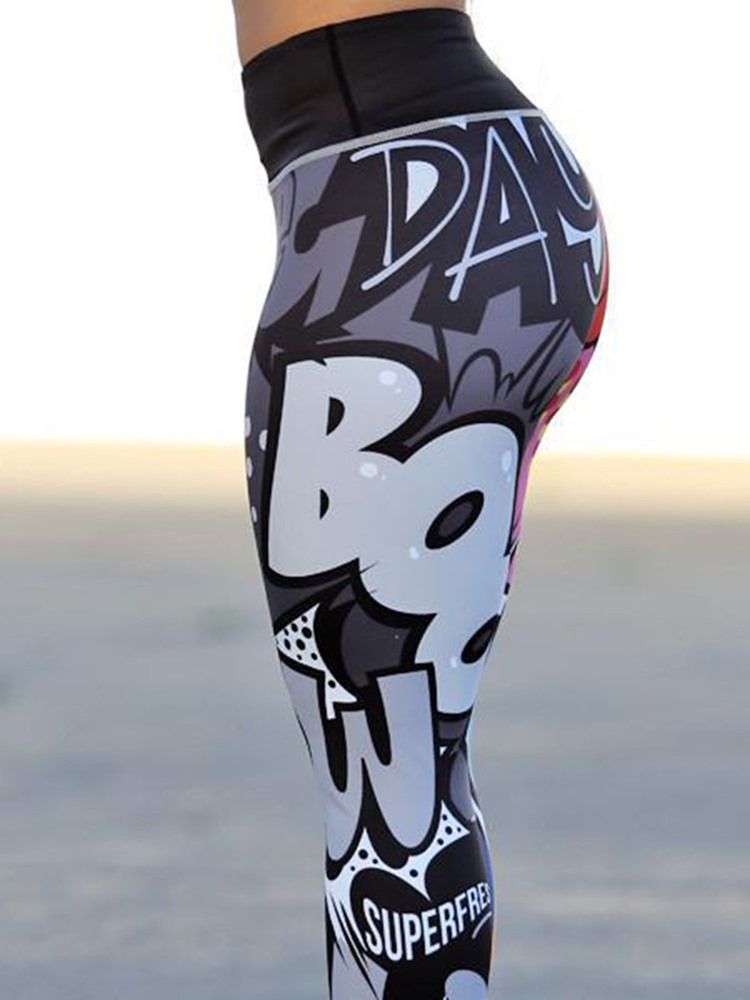 Termobrev Polyestertryck Yogabyxor Yogabyxor Tiktok Leggings Med Hög Midja