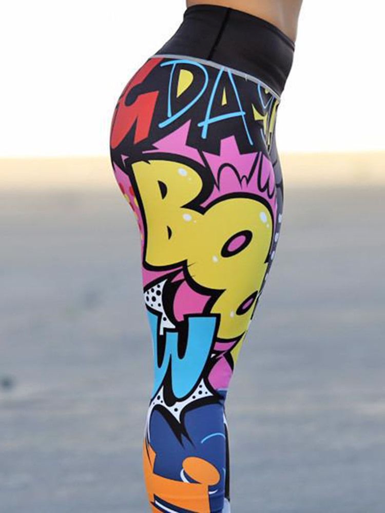Termobrev Polyestertryck Yogabyxor Yogabyxor Tiktok Leggings Med Hög Midja