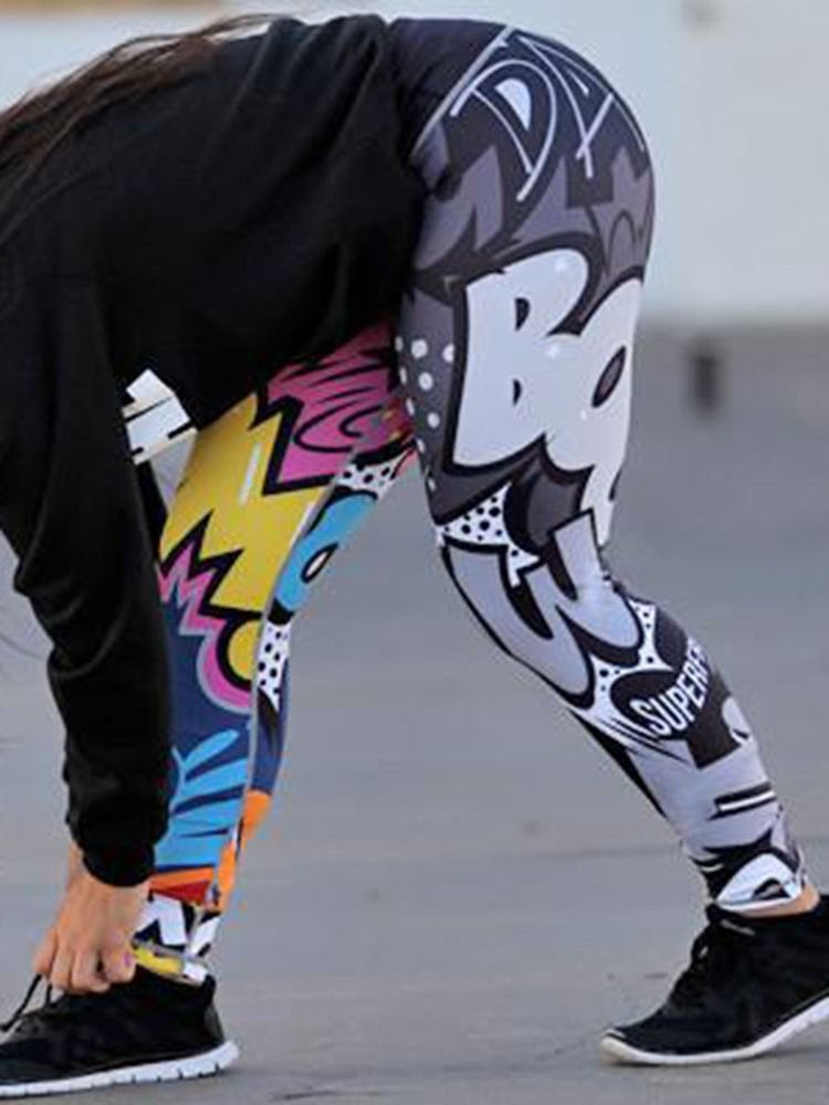 Termobrev Polyestertryck Yogabyxor Yogabyxor Tiktok Leggings Med Hög Midja