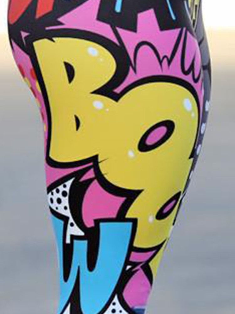 Termobrev Polyestertryck Yogabyxor Yogabyxor Tiktok Leggings Med Hög Midja
