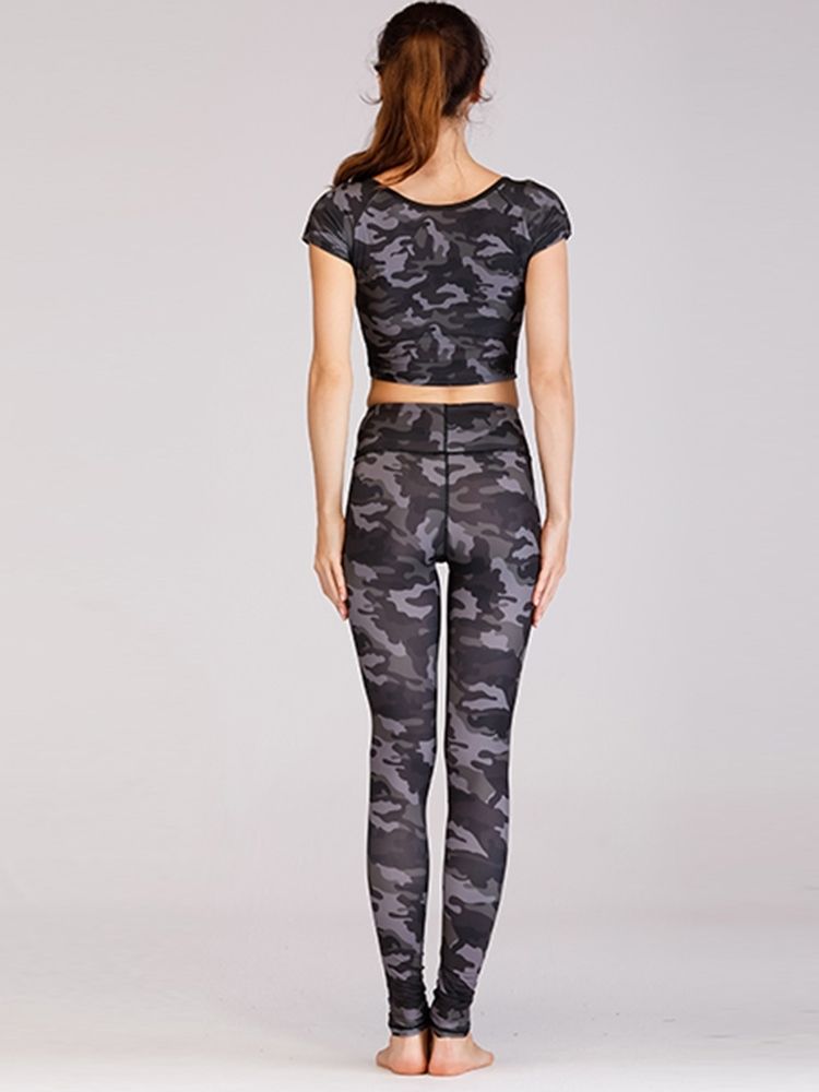 Yogasportset I Polyester Med Kort Ärm