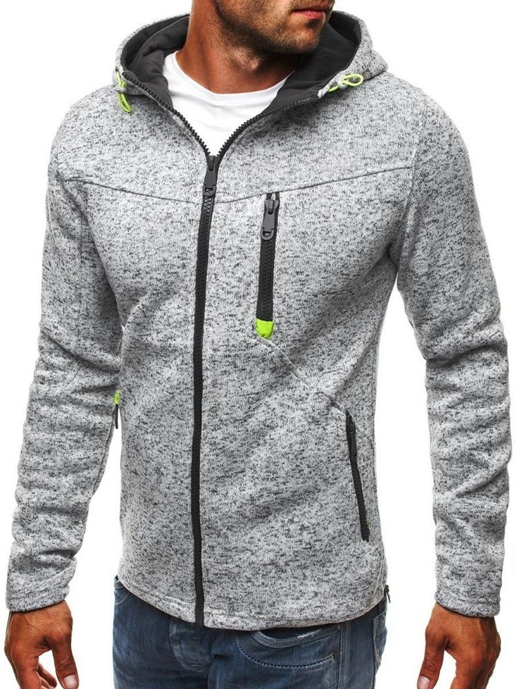 Cardigan Slim Huvtröjor Med Dragkedja