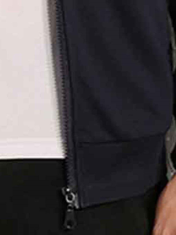 Color Block Cardigan Casual Huvtröjor Med Dragkedja För Män
