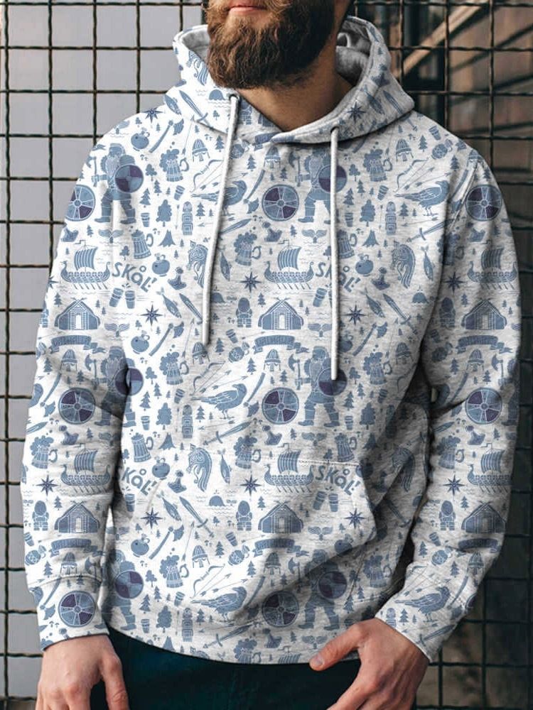 Color Block Pullover Print Hoodhoodies Med Huv