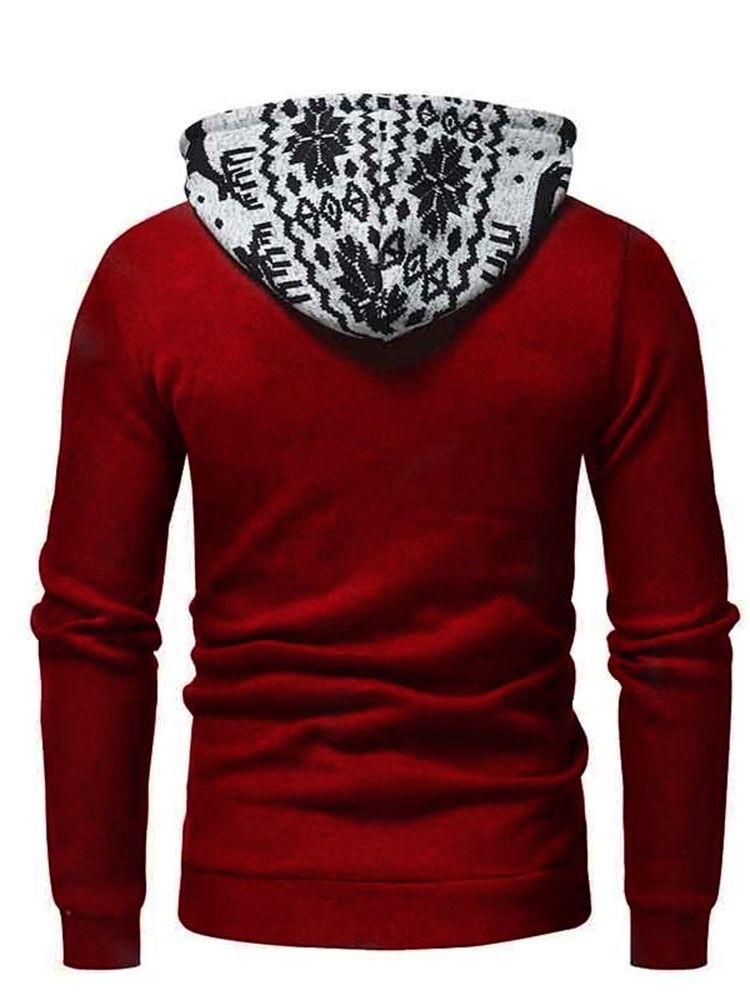 Color Block Pullover Tjock Lösa Luvtröjor Herr