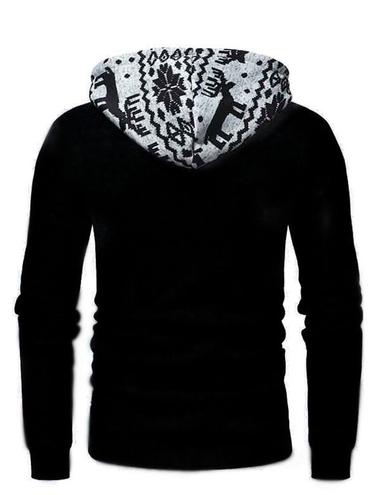 Color Block Pullover Tjock Lösa Luvtröjor Herr