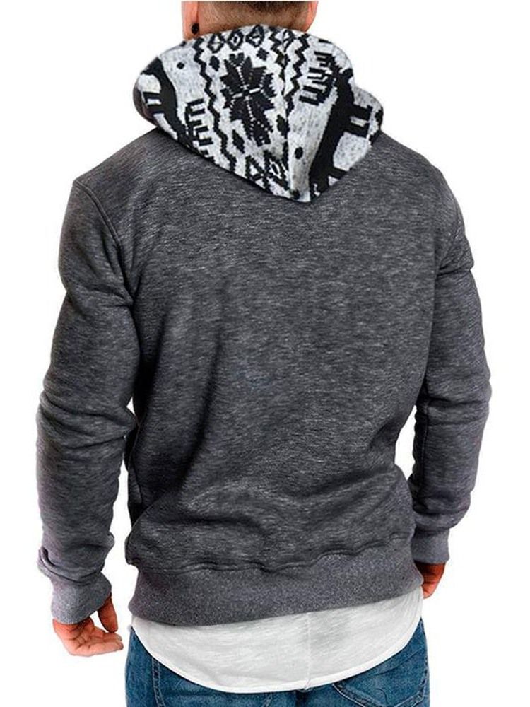 Color Block Pullover Tjock Lösa Luvtröjor Herr
