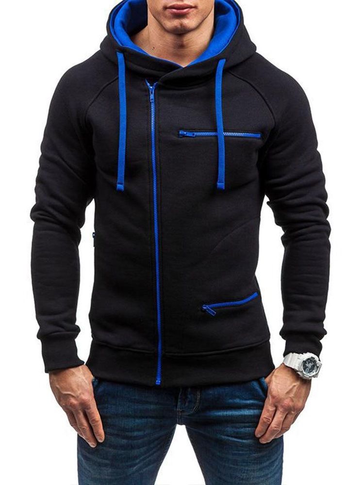 Dragkedja Cardigan Plain Slim Huvtröjor