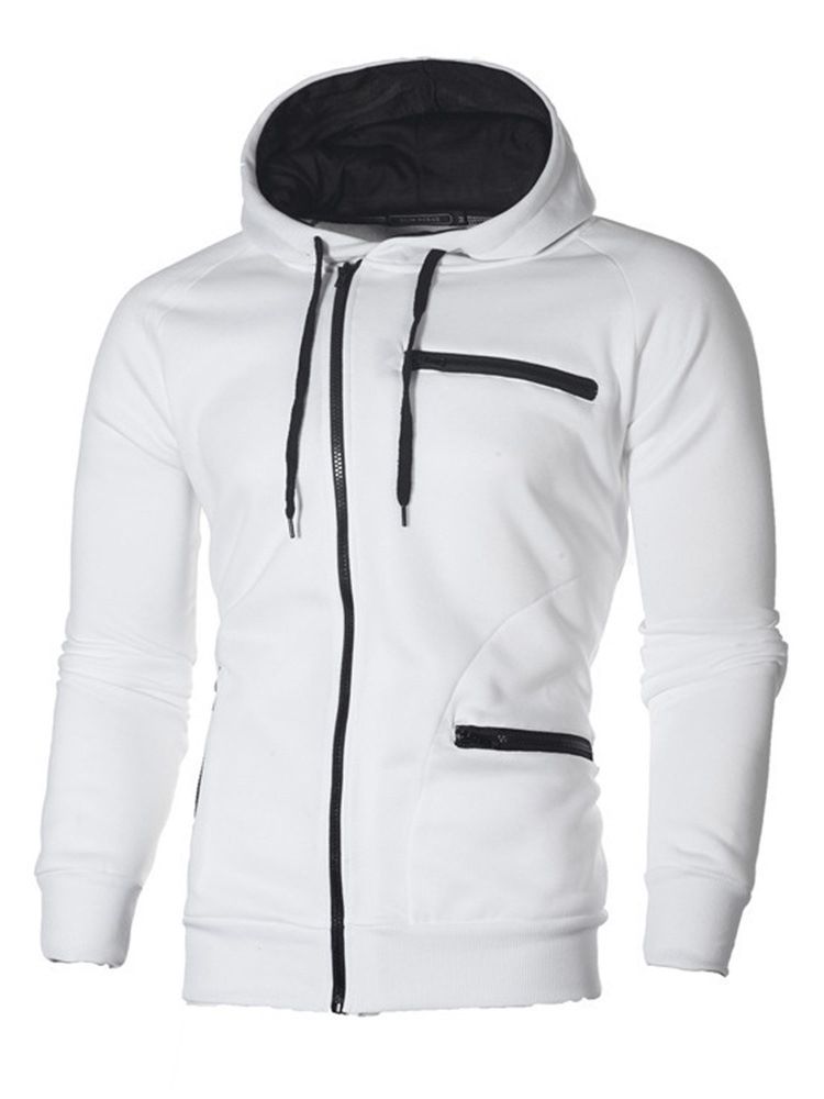 Dragkedja Cardigan Plain Slim Huvtröjor