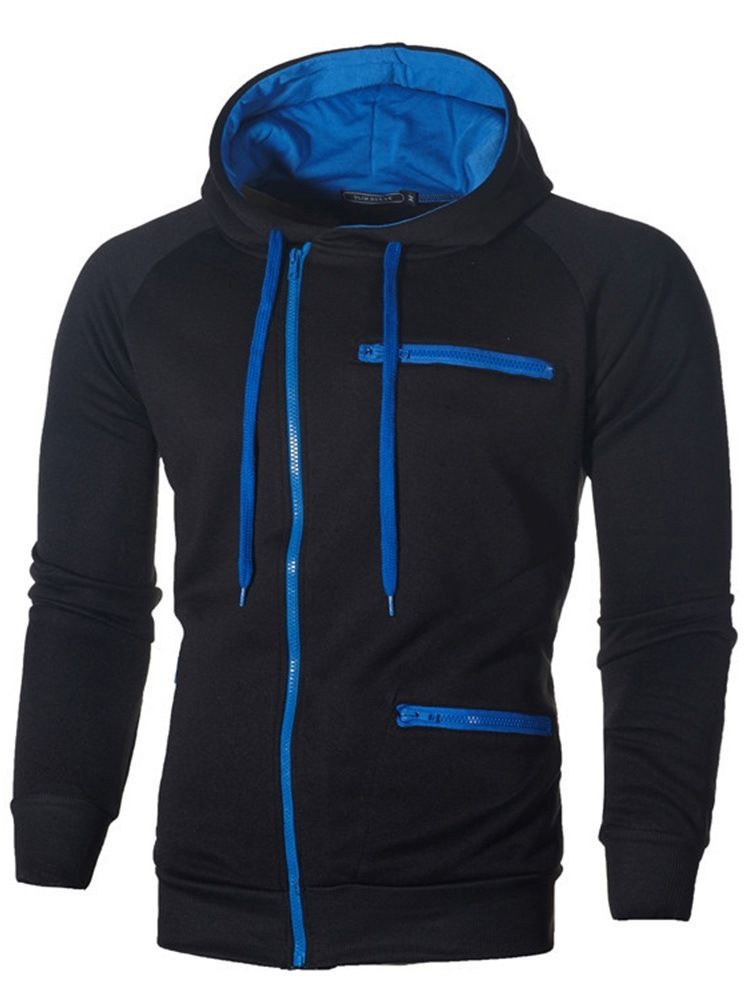Dragkedja Cardigan Plain Slim Huvtröjor