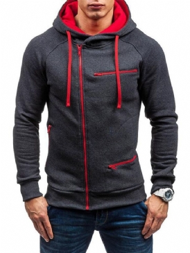 Dragkedja Cardigan Plain Slim Huvtröjor