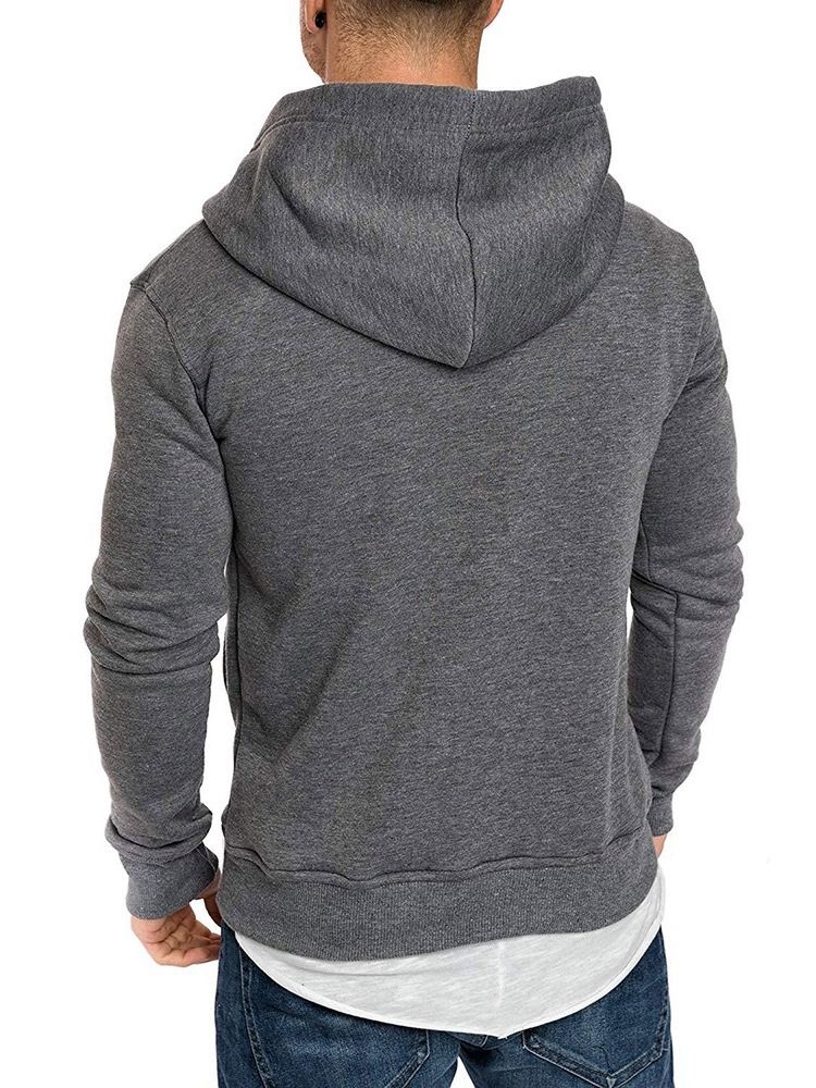 Enfärgad Fleece-Tröja För Män Casual Huvtröjor
