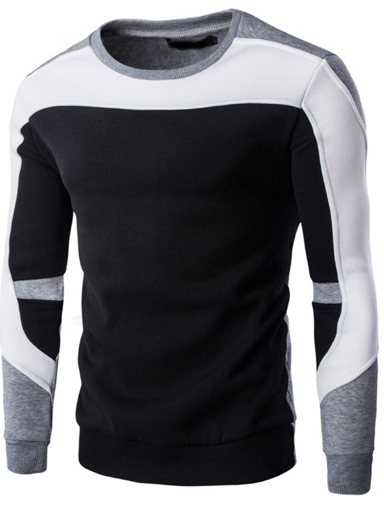 Herrtröja Colour Block Patchwork Pullover Fall Hoodies