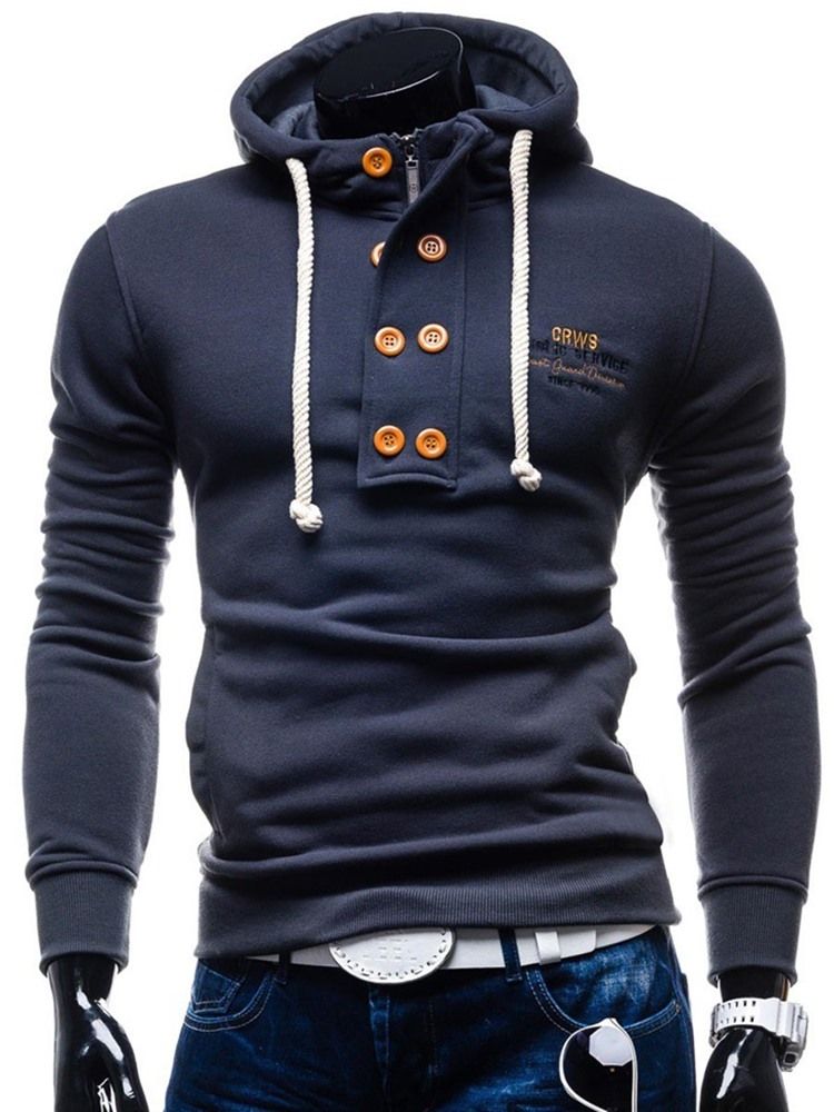 Letter Pullover Slimma Huvtröjor För Män