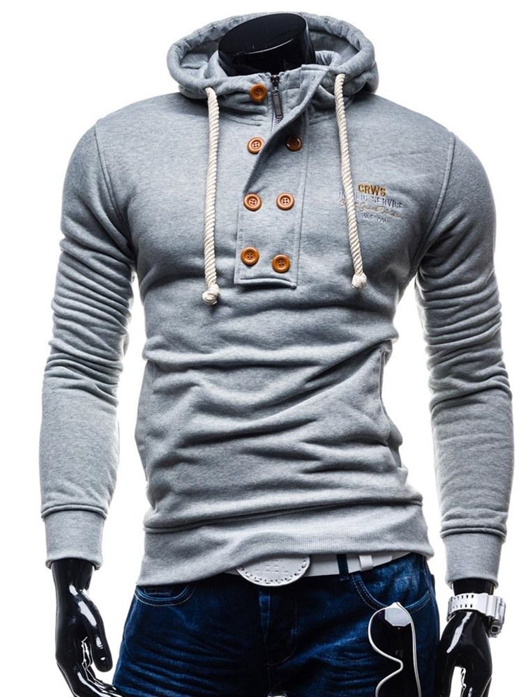 Letter Pullover Slimma Huvtröjor För Män