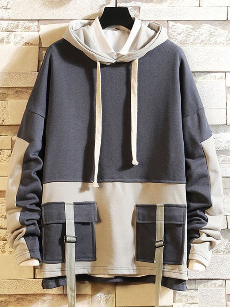 Patchwork Color Block Pullover Spring Loose Hoodies