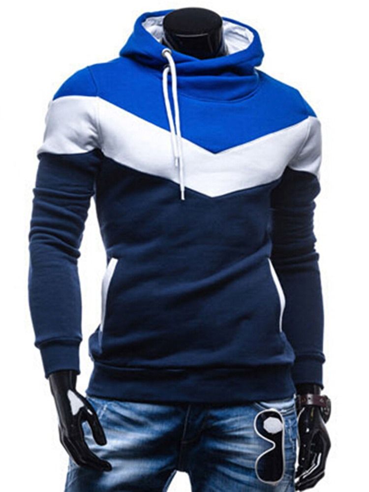 Patchwork Color Block Slim Fit Luvtröja För Herr