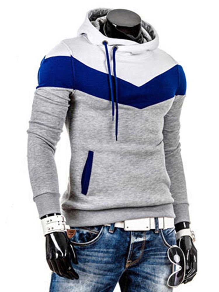 Patchwork Color Block Slim Fit Luvtröja För Herr
