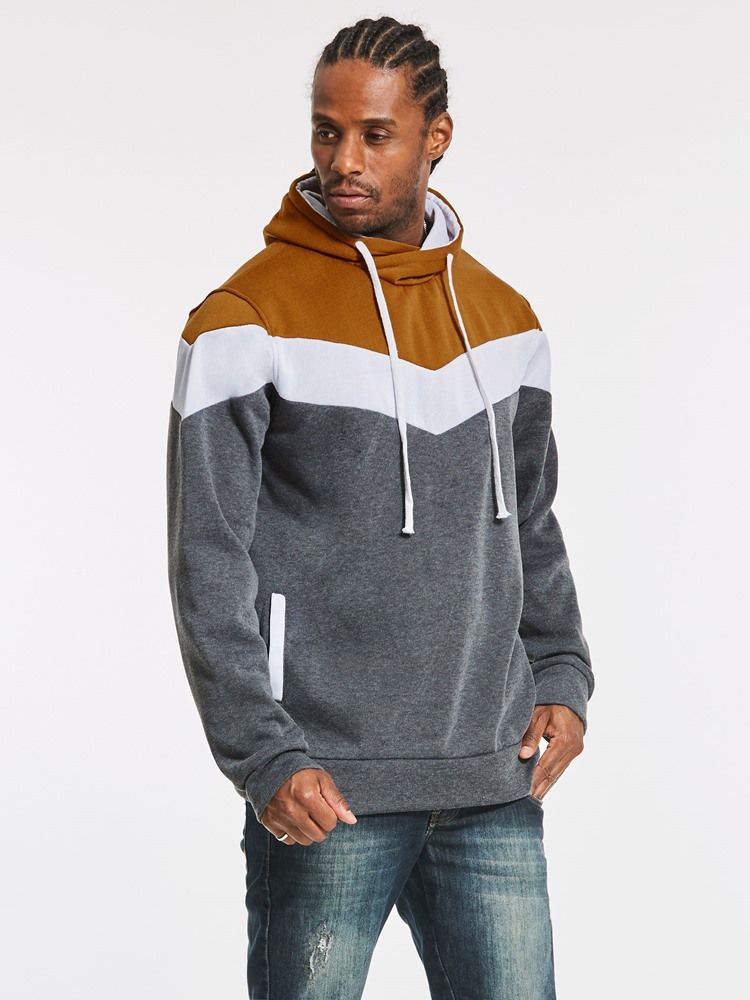 Patchwork Color Block Slim Fit Luvtröja För Herr