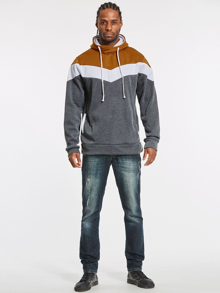 Patchwork Color Block Slim Fit Luvtröja För Herr