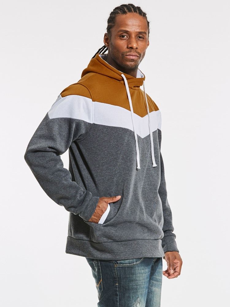 Patchwork Color Block Slim Fit Luvtröja För Herr