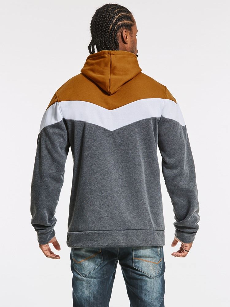 Patchwork Color Block Slim Fit Luvtröja För Herr
