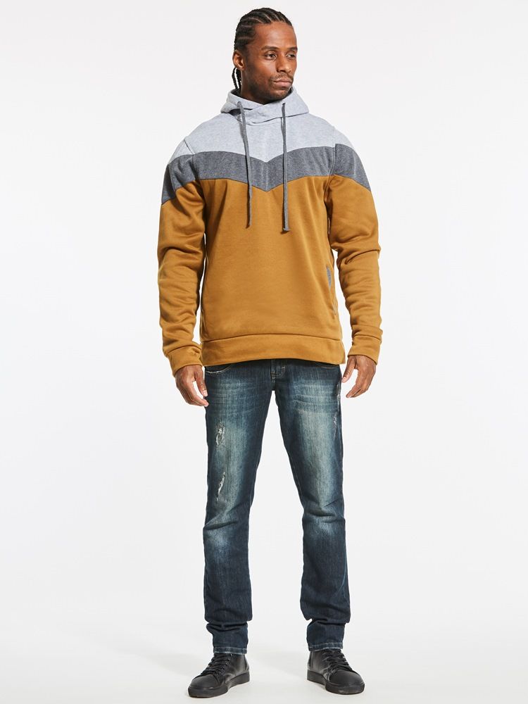 Patchwork Color Block Slim Fit Luvtröja För Herr