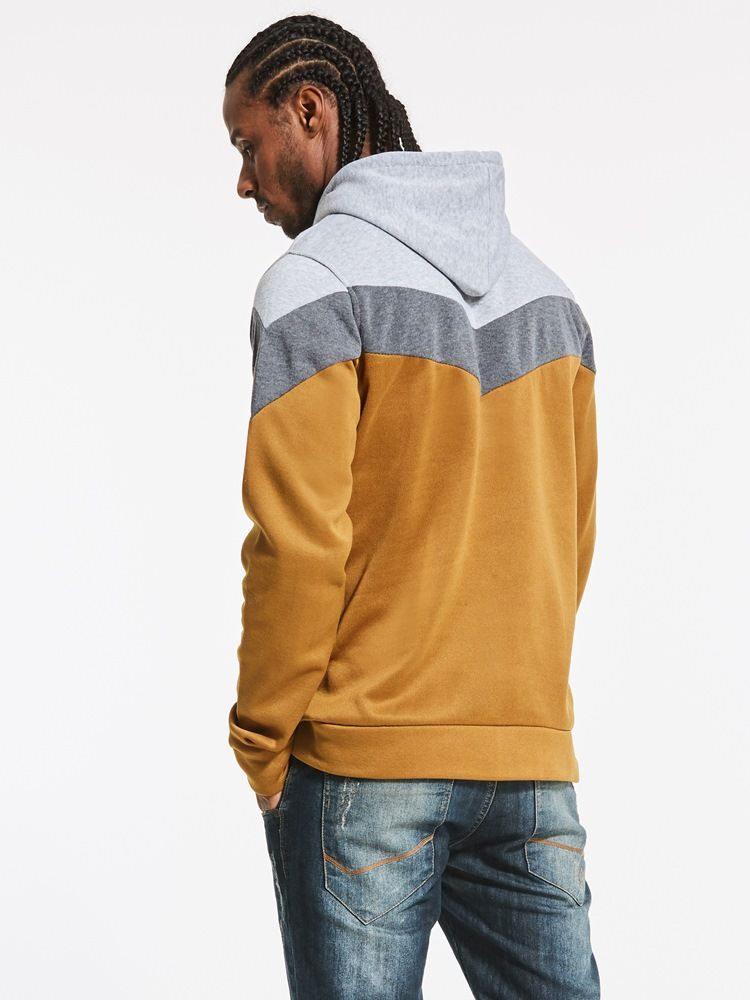 Patchwork Color Block Slim Fit Luvtröja För Herr