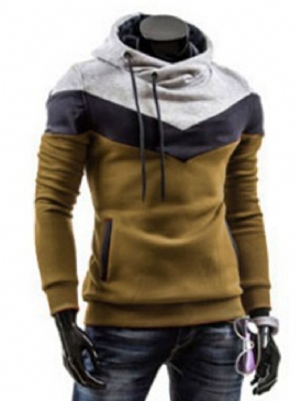 Patchwork Color Block Slim Fit Luvtröja För Herr