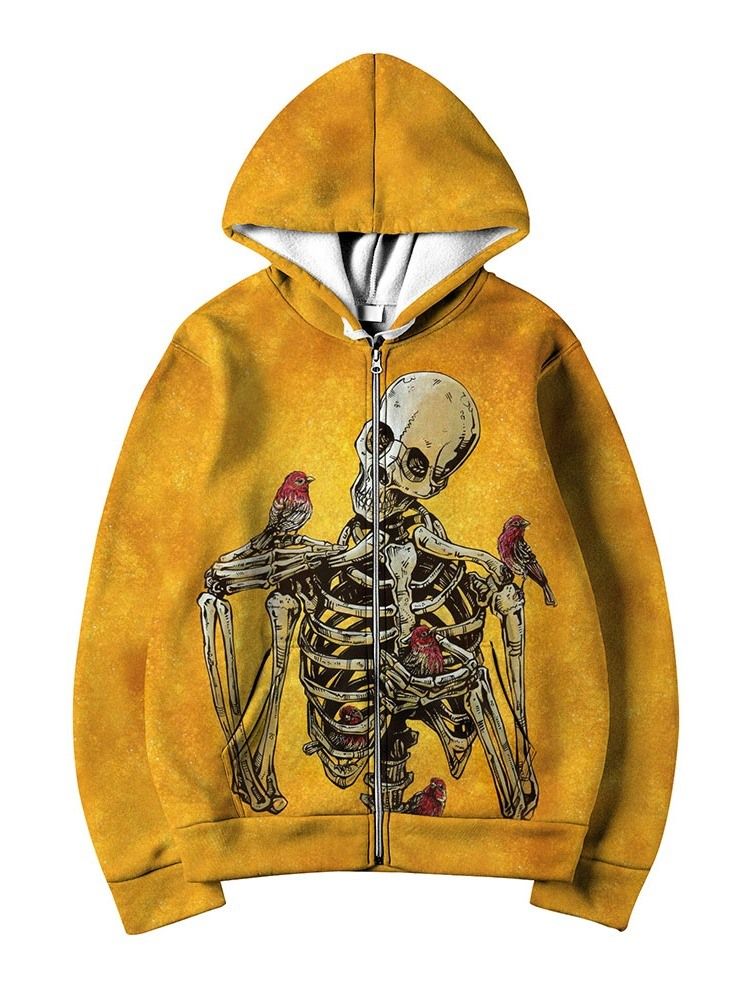 Pocket Skull Cardigan Fall European Hoodies