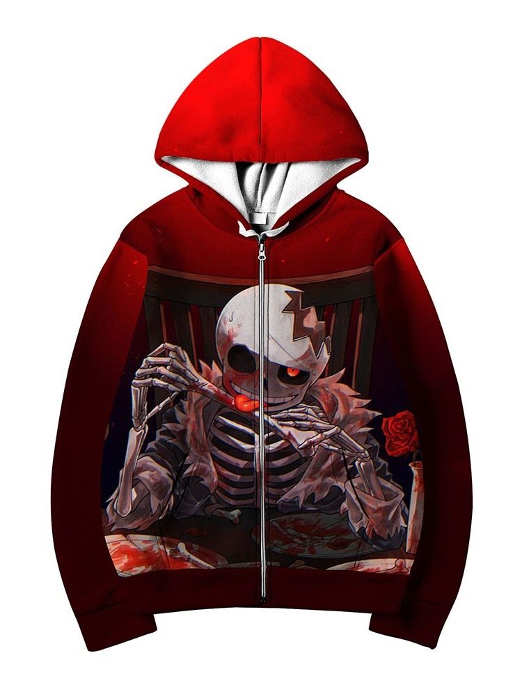 Pocket Skull Cardigan Fall European Hoodies