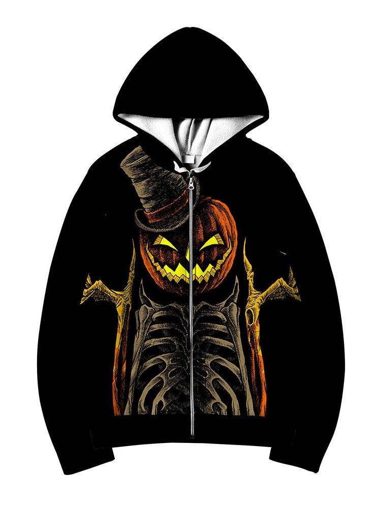 Pocket Skull Cardigan Fall European Hoodies