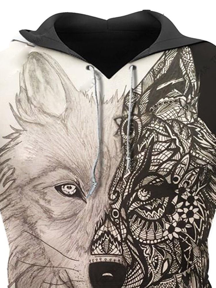 Print Pullover Djurhuvtröjor För Män