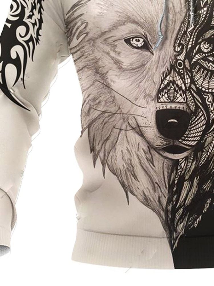 Print Pullover Djurhuvtröjor För Män