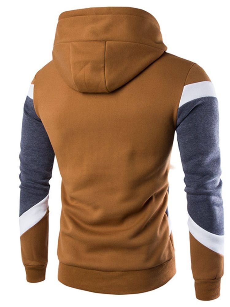 Pullover Color Block Patchwork Höst Slim Hoodies För Män