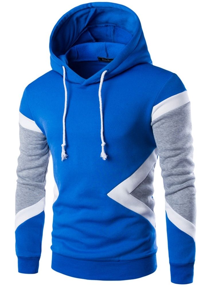 Pullover Color Block Patchwork Höst Slim Hoodies För Män