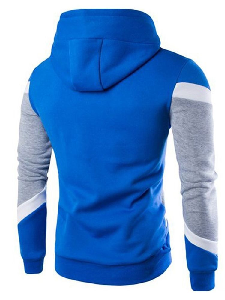 Pullover Color Block Patchwork Höst Slim Hoodies För Män