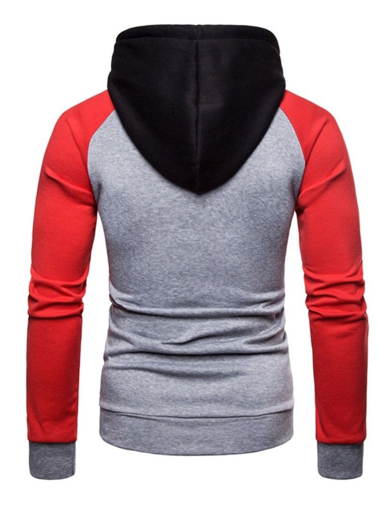 Pullover Color Block Pocket Hooded Slim Herrhuvtröjor