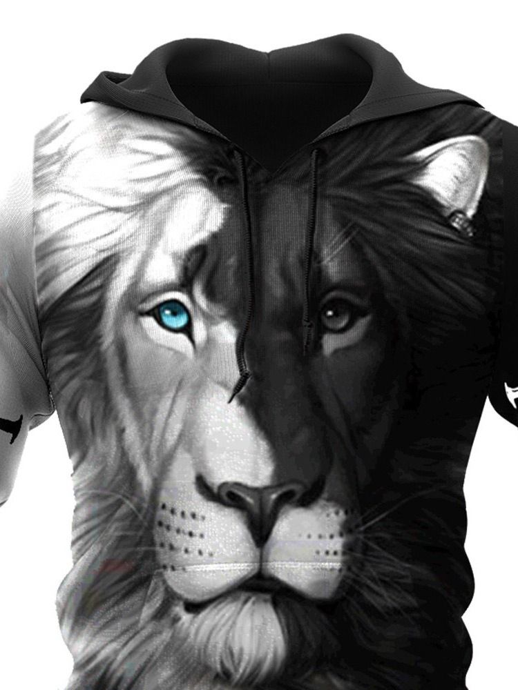 Viking Style Print Pullover Lion Slim Pullover Hoodies