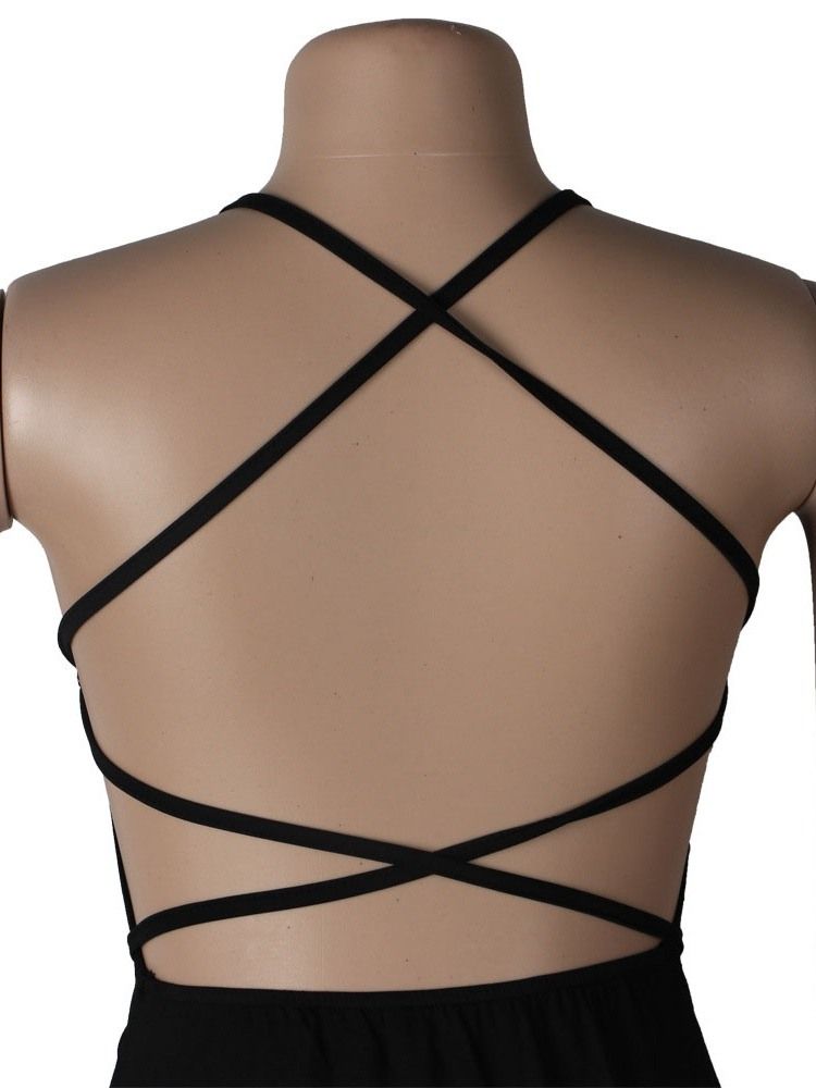 Ärmlös Golvlång Rygglös Pullover Mid Waist Klänning