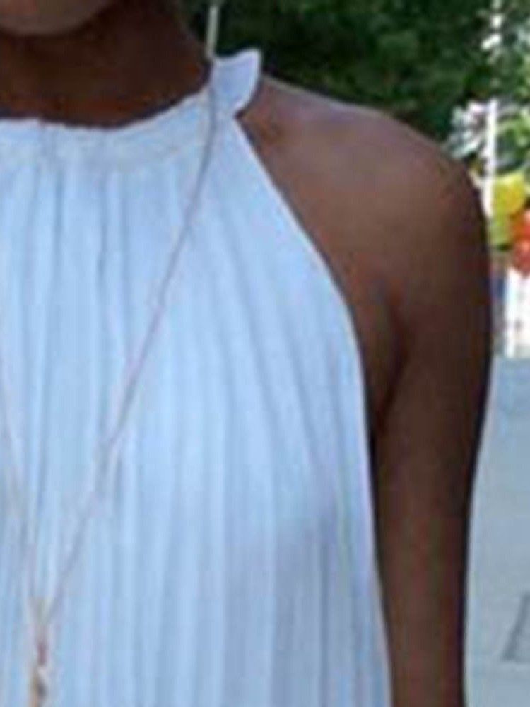 Ärmlös Veckad Ankellång Casual Halter Klänning