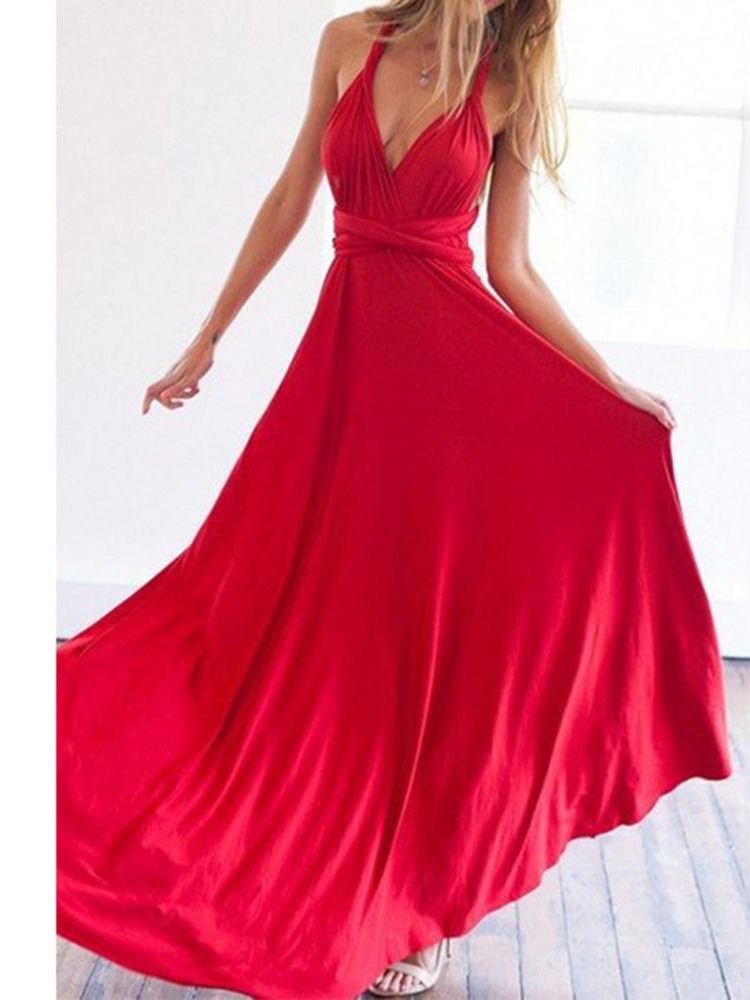 Backless Golvlång Ärmlös Expansion Damklänning