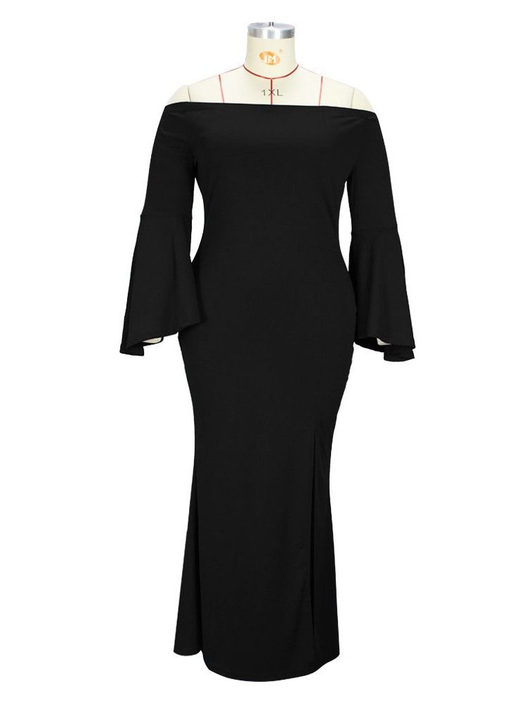 Falbala Golvlång Off Shoulder Flare Sleeve Mermaid Maxi Klänning