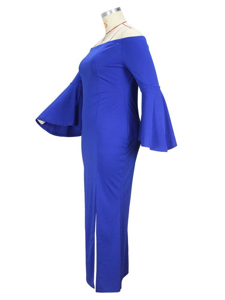 Falbala Golvlång Off Shoulder Flare Sleeve Mermaid Maxi Klänning