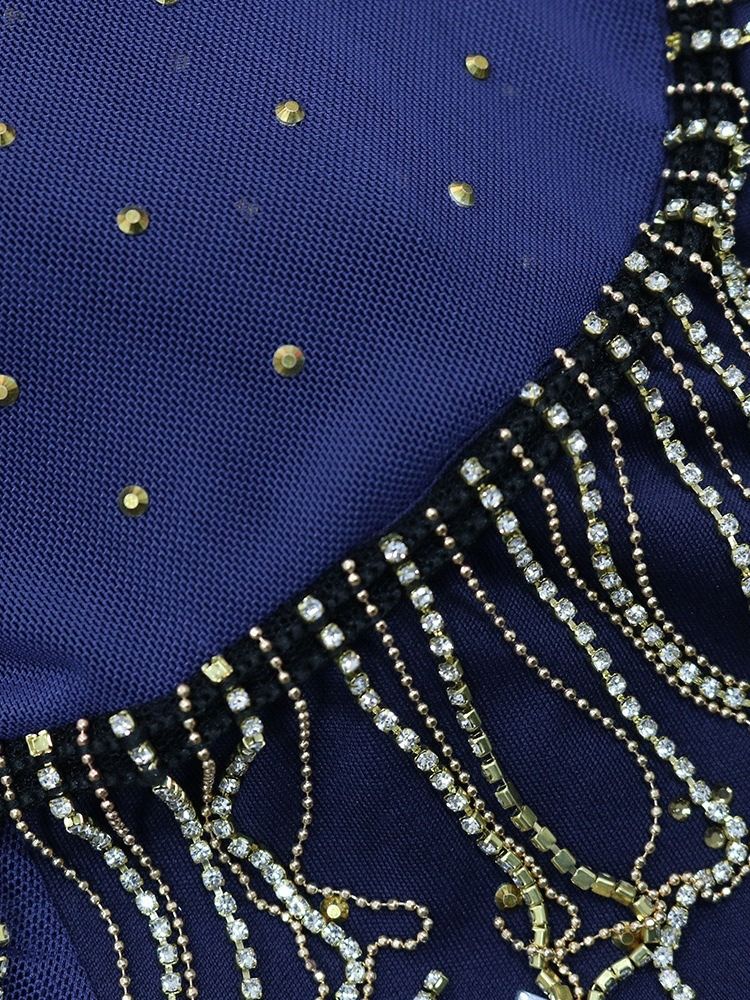 Golvlång Tofs Trekvartsärm Pullover Etnisk Maxiklänning